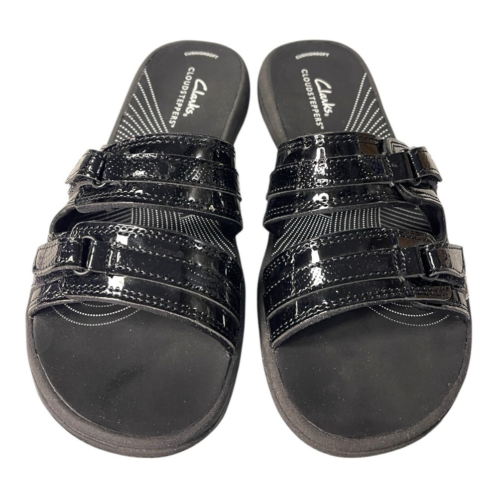 Clarks Breeze Piper Black Patent Sandals - Size 7M